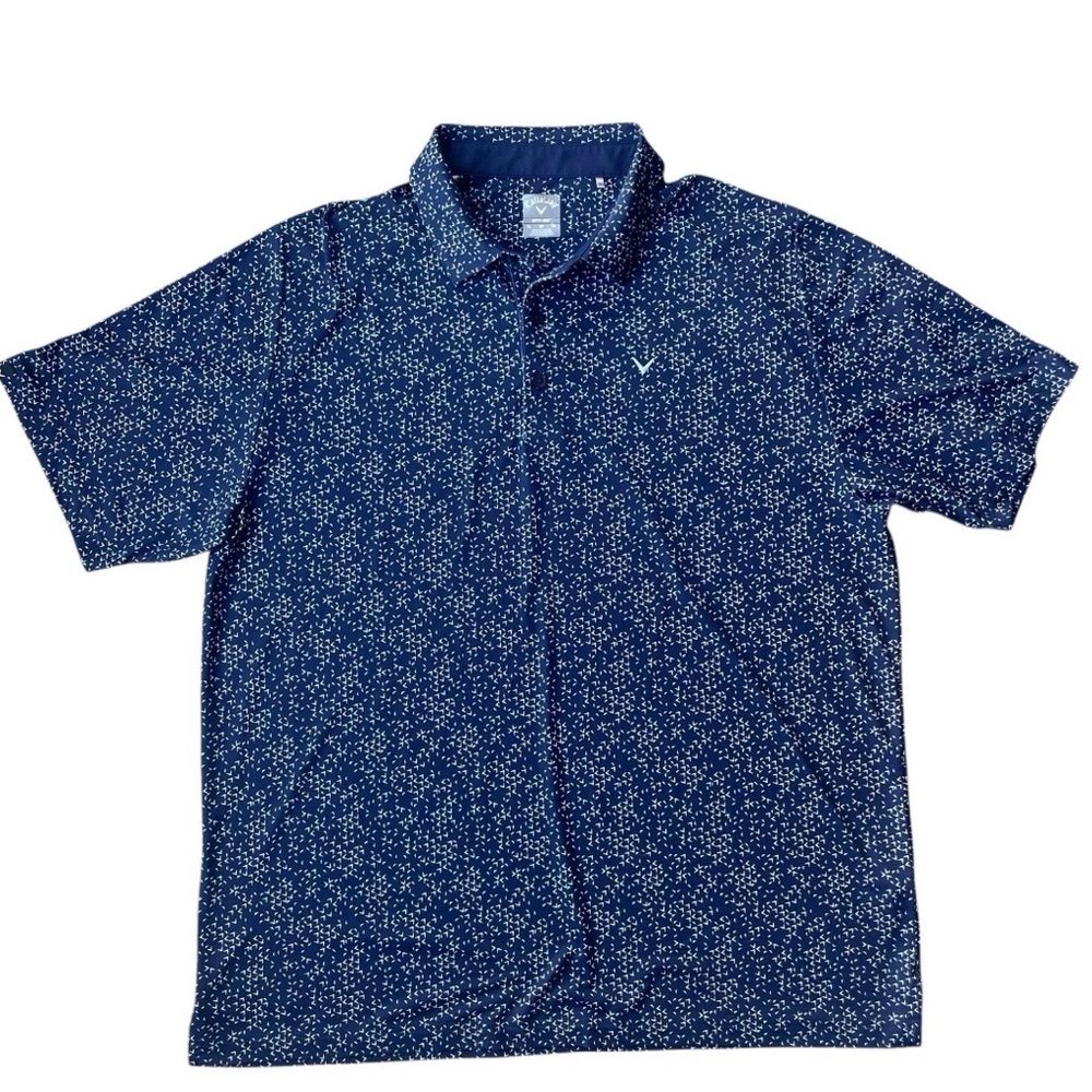 Callaway Men’s Chevron Print Golf Polo Size XL Navy White